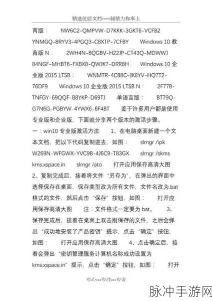 win10专业版激活密钥:1. "Windows 10专业版激活密钥使用指南