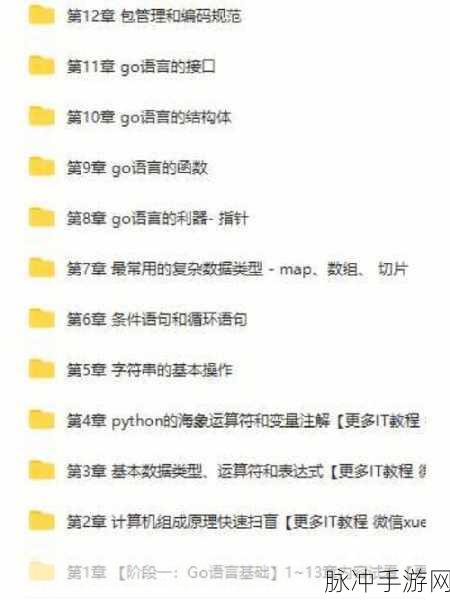 Go语言编程库,手游开发者的高效秘籍