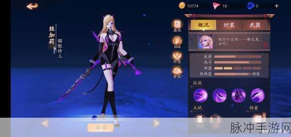 风云岛行动,猫女丝加莉技能全解析与实战连招秘籍