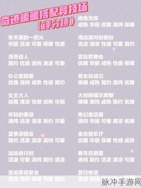 奇迹暖暖竞技场,揭秘高分搭配秘籍,掌握时尚对决必胜攻略