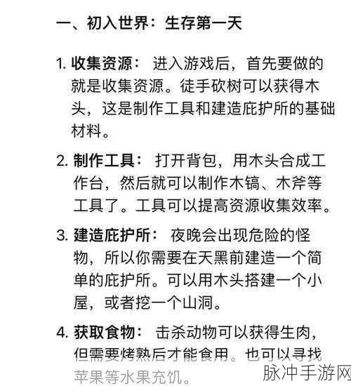 我的世界新手启航,首日生存全攻略