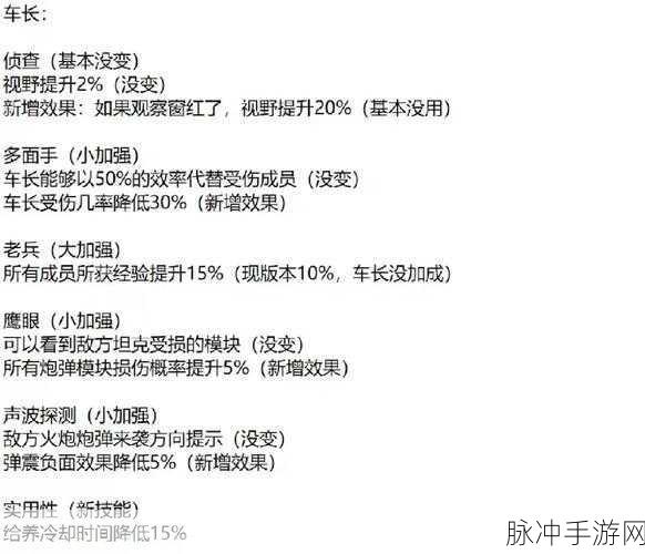 坦克世界中型坦克车组成员技能全攻略