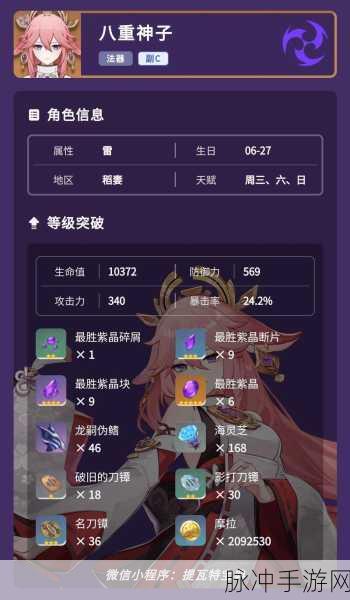 原神八重神子武器搭配全攻略,解锁极致输出