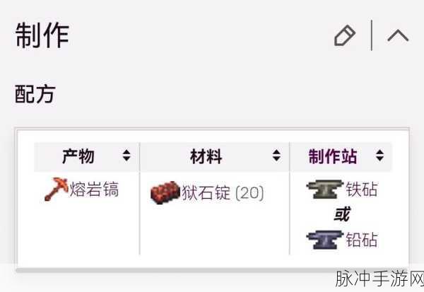 泰拉瑞亚熔岩镐,解锁地狱深处的秘密宝藏