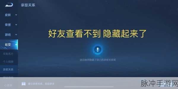 王者荣耀亲密关系隐藏技巧,保护你的游戏隐私