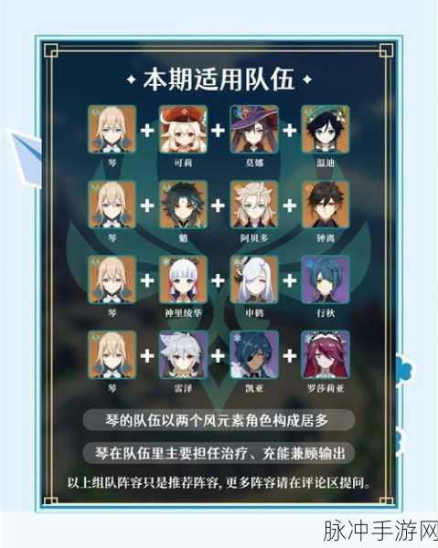原神琴团长深度剖析,技能搭配与实战应用