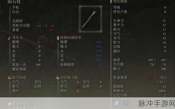 艾尔登法环陨石杖智力需求与正确使用指南