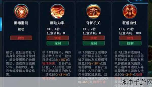 张飞技能全解析，变身狂兽，掌控团战节奏
