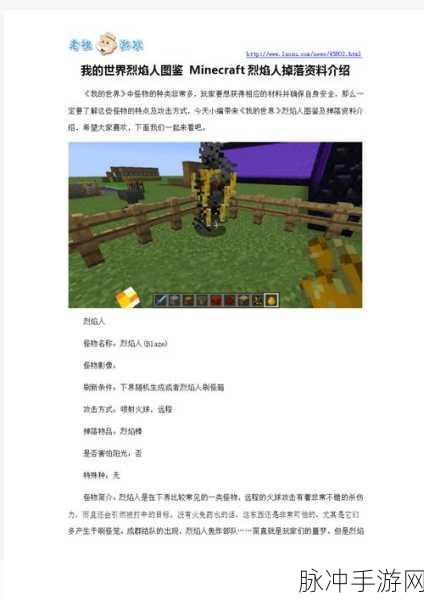 我的世界烈焰人掉落材料全揭秘，深度探索烈焰人与烈焰棒