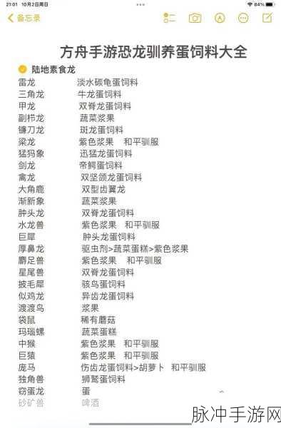 方舟生存进化新版本，宠物及恐龙食物全攻略