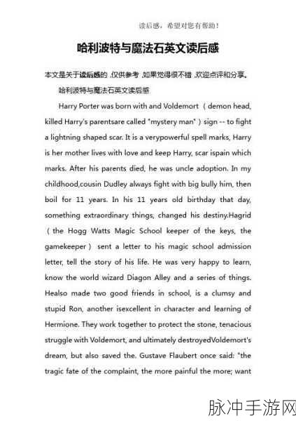 魔法世界的回响,哈利波特与魔法石读后感融入手游奇妙之旅