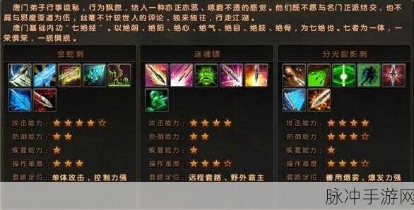 九阴真经手游金蛇刺，揭秘唐门绝学的技能奥义