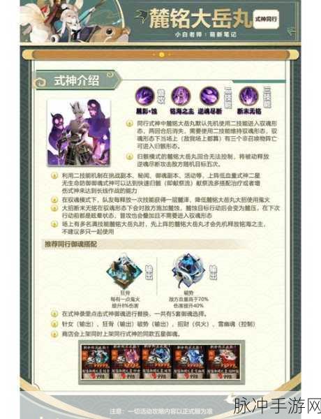 阴阳师高手进阶秘籍，大岳丸御魂搭配全攻略