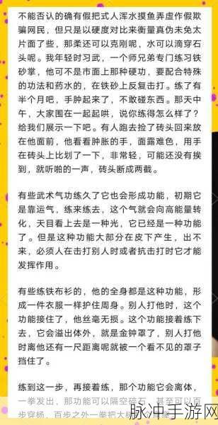 烟雨江湖铁砂掌后续口诀大揭秘,修炼之路全攻略