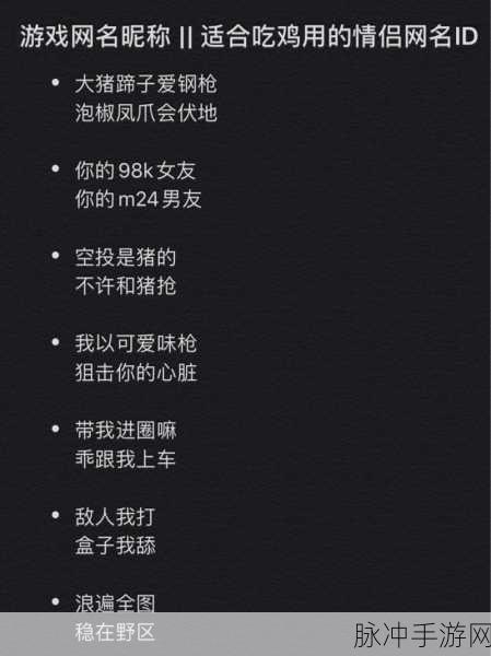 刺激战场起名艺术，650个创意昵称大赏，打造你的专属战场ID