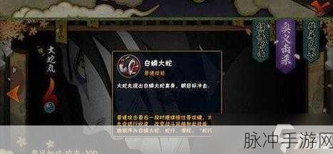 火影忍者手游深度探索,晓蛇高手进阶秘籍,技能连招与实战智慧大公开