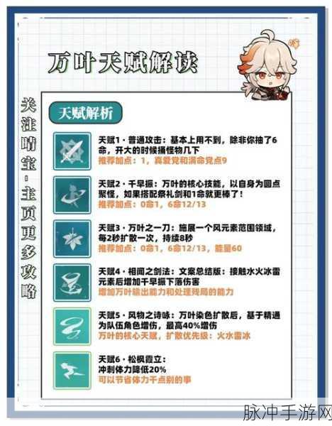 枫原万叶圣遗物搭配全攻略，解锁战力与生存新境界