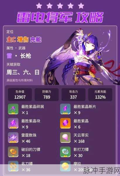 原神雷神角色深度攻略，雷电之神圣遗物套装搭配全解析