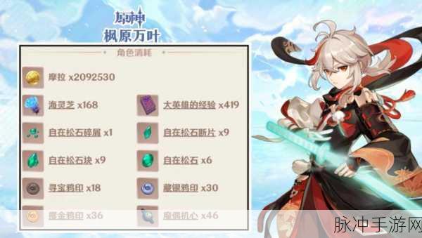 原神枫原万叶全突破材料清单大揭秘