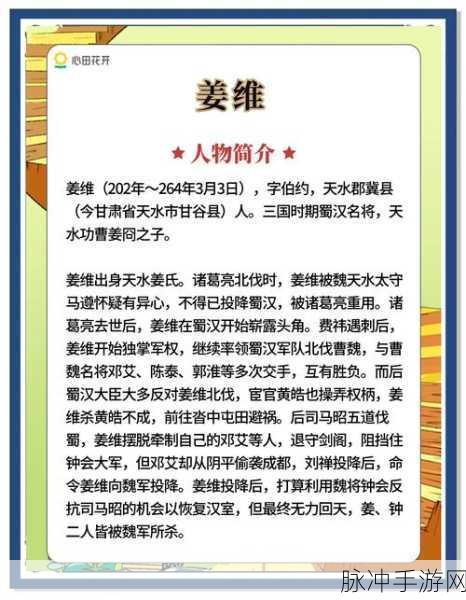 三国志姜维传，解锁秘籍，策略技巧双飞跃的征途